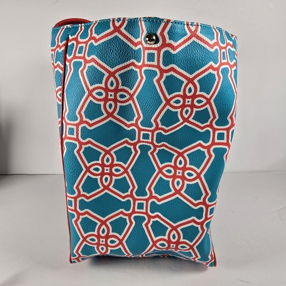 Kate Spade Moroccan Market Expandable Tote Bag In Turqouise/Flame Shoulder Bag - Picture 5 of 16
